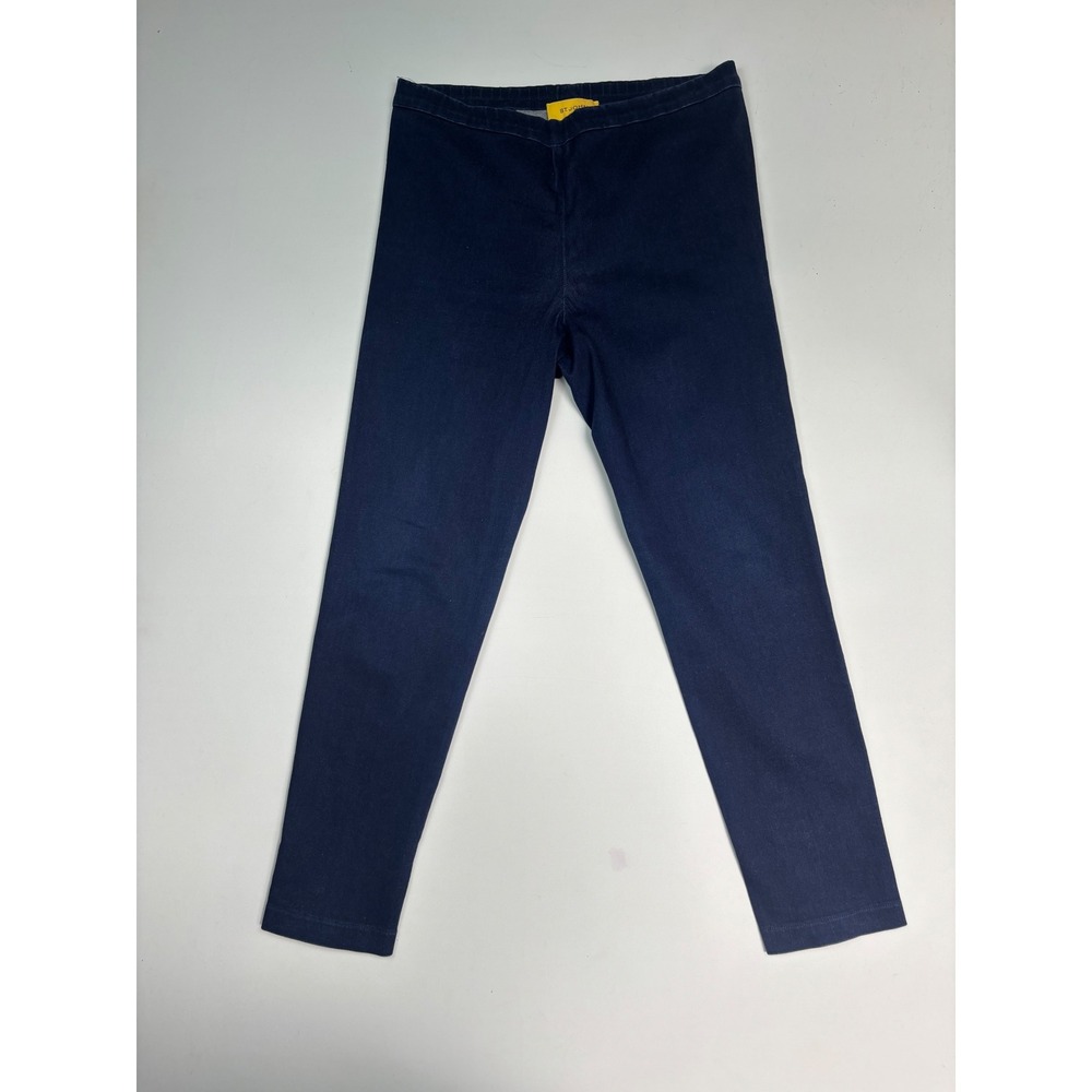 St John Sport Dark Wash Denim‎ Leggings Blue Stretch Pull On Jeggings Size 8